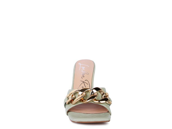 MERMAID Quilted Metal Chain Heeled Sandals - Premium Sandals from Rag Company - Just $72! Shop now at Ida Louise Boutique
