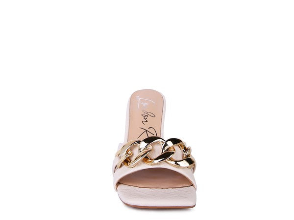 MERMAID Quilted Metal Chain Heeled Sandals - Premium Sandals from Rag Company - Just $72! Shop now at Ida Louise Boutique