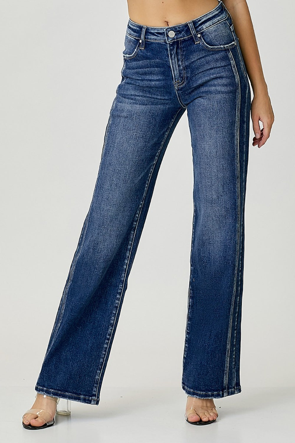 RISEN Mid Rise Straight Jeans - Premium Jeans from Trendsi - Just $70! Shop now at Ida Louise Boutique
