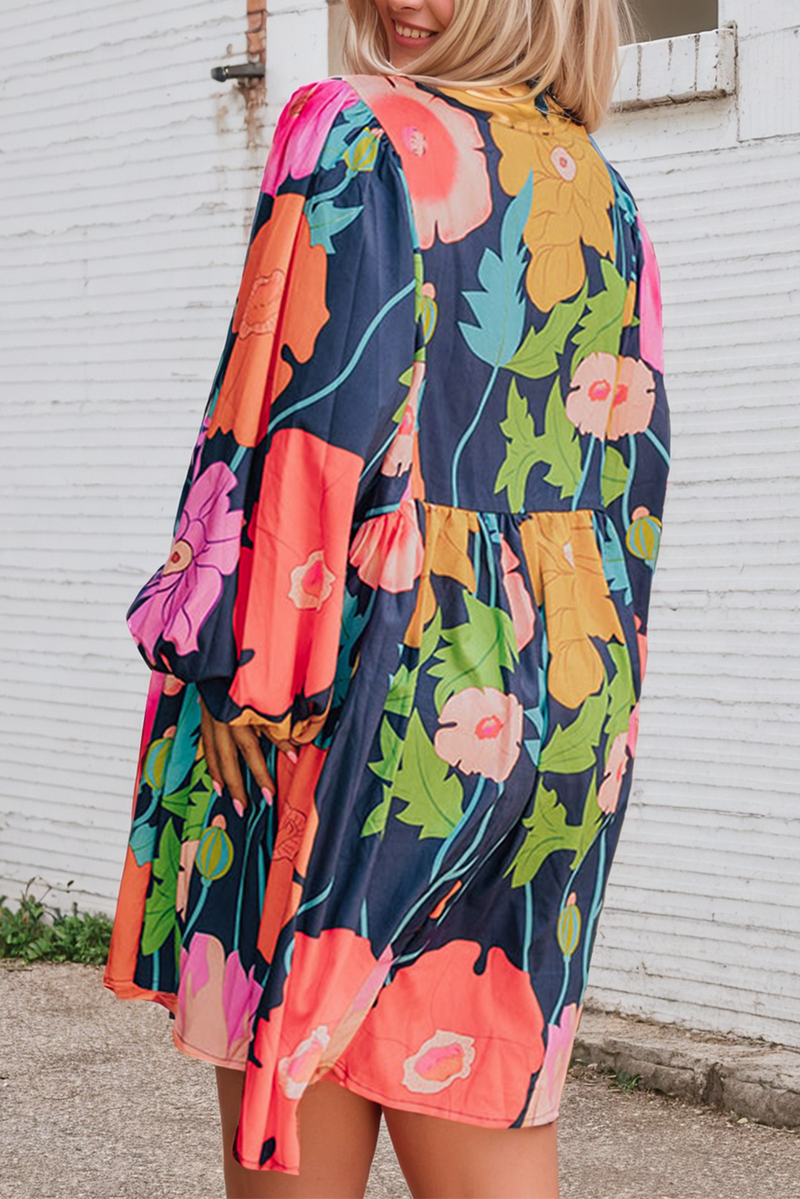 Plus Size Floral V Neck Balloon Sleeve Dress - Premium  from 66DISCO - Just $47.90! Shop now at Ida Louise Boutique