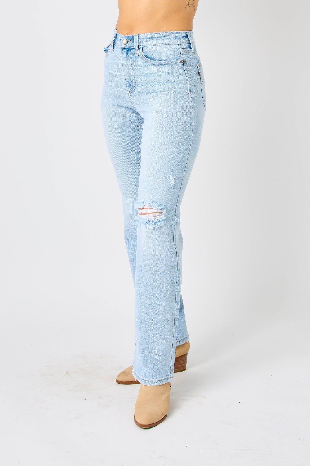 Judy Blue Full Size High Waist Distressed Straight Jeans - Premium Jeans from Trendsi - Just $70! Shop now at Ida Louise Boutique