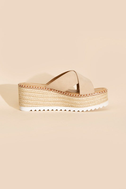 Height-S-Raffia Platform slides - Premium Flats from Fortune Dynamic - Just $48! Shop now at Ida Louise Boutique