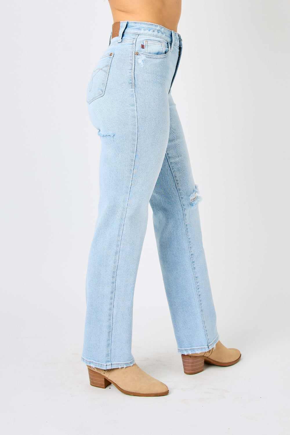 Judy Blue Full Size High Waist Distressed Straight Jeans - Premium Jeans from Trendsi - Just $70! Shop now at Ida Louise Boutique