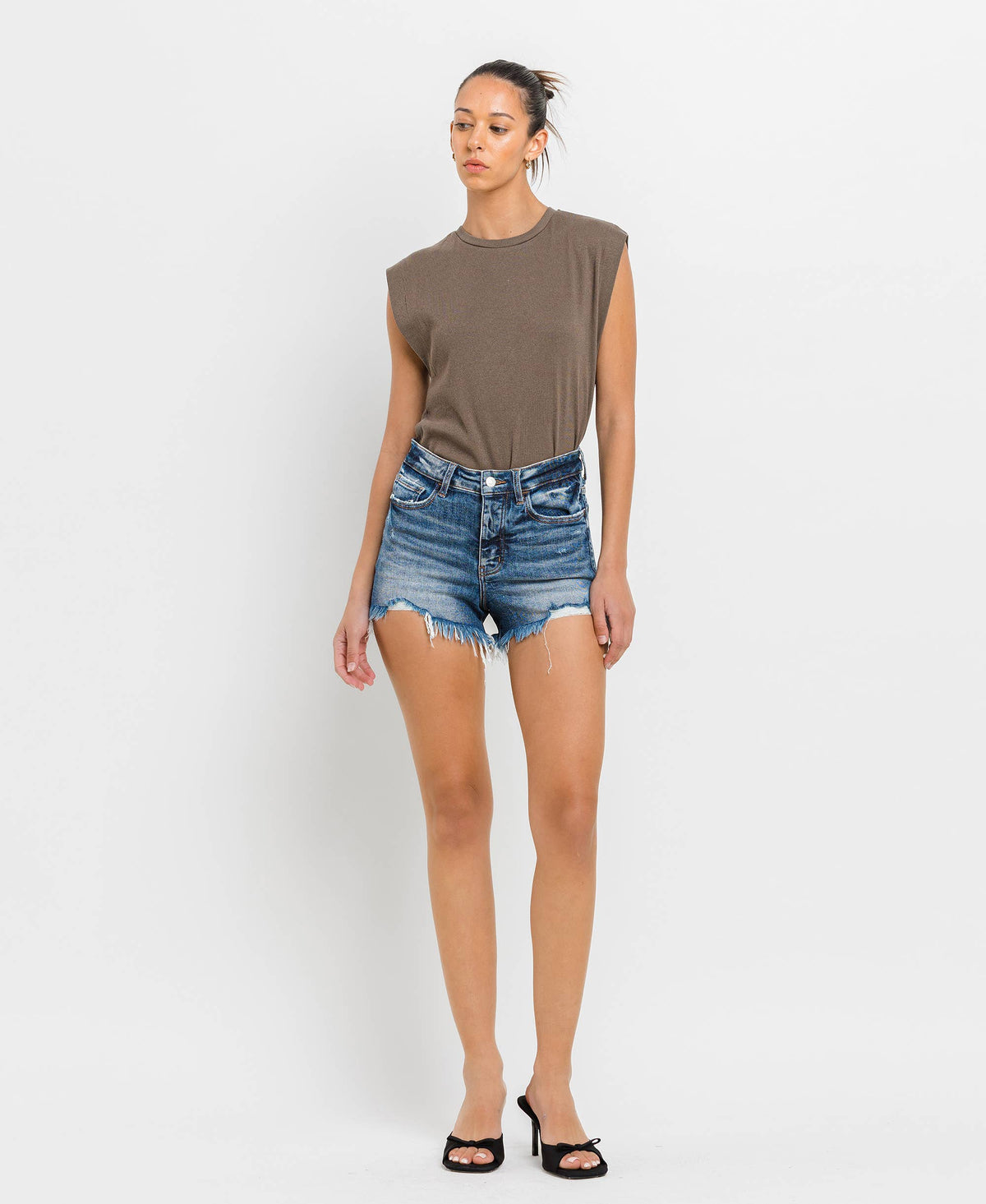 HIGH Rise Denim Shorts - Premium Shorts from Lovervet by VERVET - Just $54! Shop now at Ida Louise Boutique