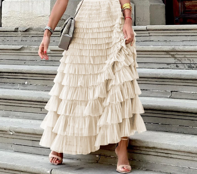 Chiffon tulle shop maxi skirt