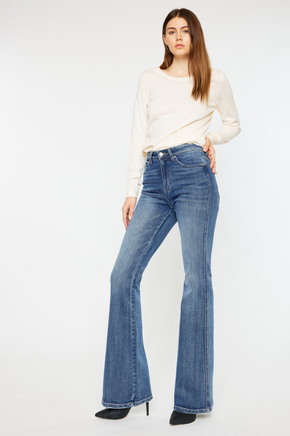 Kancan Cat's Whiskers High Waist Flare Jeans - Premium Jeans from Trendsi - Just $70! Shop now at Ida Louise Boutique