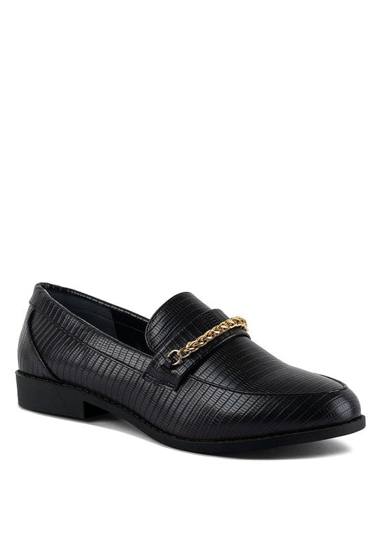 Vouse Low Block Loafers Adorned With Golden Chain - Premium Loafers from Rag Company - Just $62! Shop now at Ida Louise Boutique