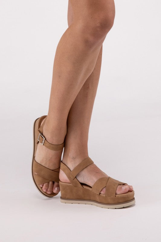 Clever - Cross Strap Wedge Sandals - Premium Sandals from Fortune Dynamic - Just $48! Shop now at Ida Louise Boutique