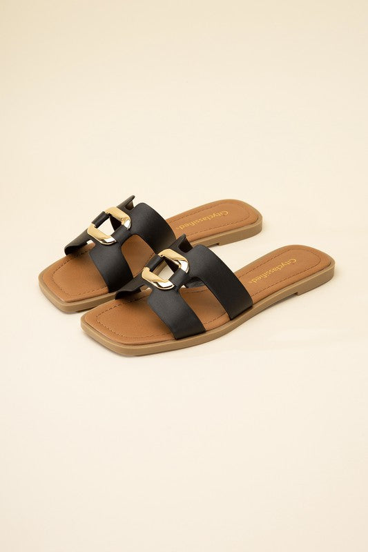 FENG - Flat Open -Toe Slides - Premium Flats from Fortune Dynamic - Just $40! Shop now at Ida Louise Boutique