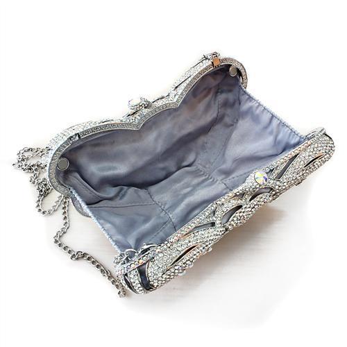 LO2366 - Imitation Rhodium White Metal Clutch with Top Grade Crystal in White - Premium Clutch from Doba - Just $298! Shop now at Ida Louise Boutique