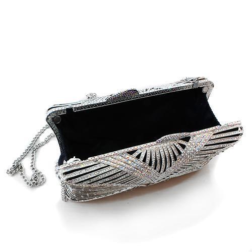 LO2362 - Imitation Rhodium White Metal Clutch with Top Grade Crystal in White - Premium Clutch from Doba - Just $332! Shop now at Ida Louise Boutique