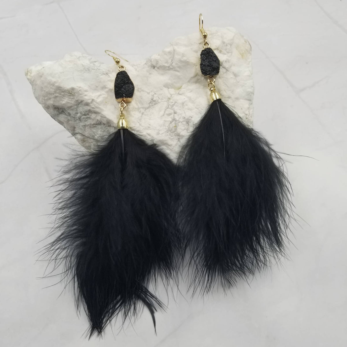 Black Feather Earrings - Premium Earrings from The Pretty Jewellery - Just $12! Shop now at Ida Louise Boutique