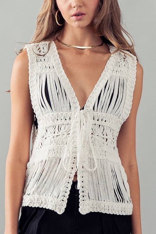 Floral Stripe Crochet Vest - Premium Vest from Fashion Week - Just $54! Shop now at Ida Louise Boutique