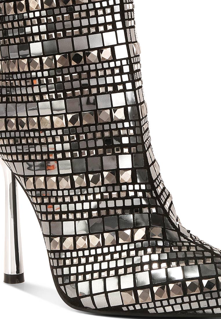 Mirror Embellished Stiletto Boots - Premium Boots from RagCompany - Just $139! Shop now at Ida Louise Boutique
