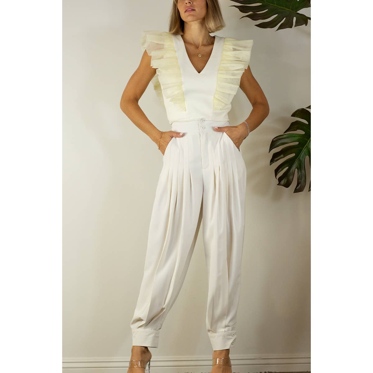 Pleated Bolero High Waist Pants - Premium Pants from Mulla - Just $40! Shop now at Ida Louise Boutique