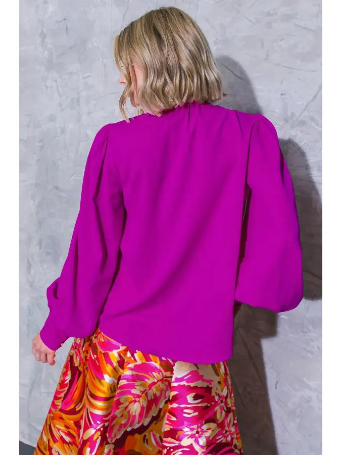 Deidra Magenta Woven Top - Premium Tops from FLYING TOMATO - Just $50! Shop now at Ida Louise Boutique