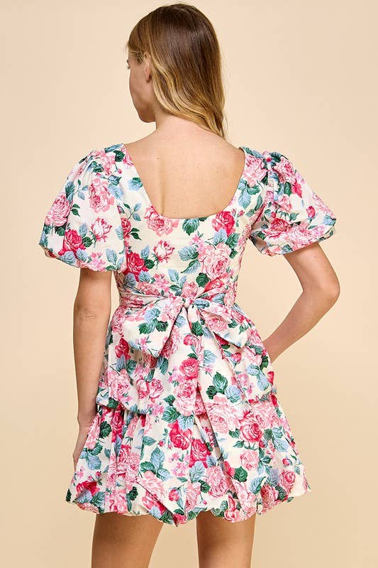 Bubble Hem Floral Mini Dress - Premium Dresses from TCEC - Just $74! Shop now at Ida Louise Boutique