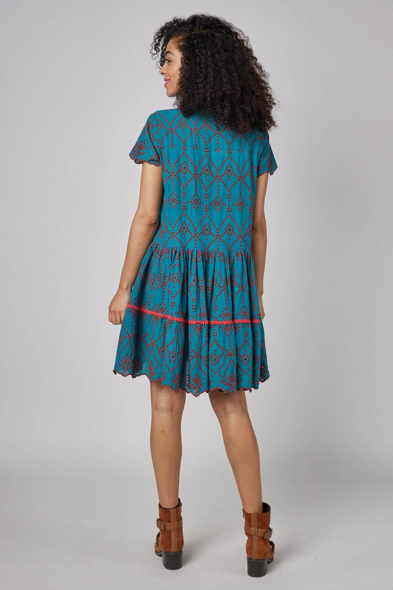 Simonetta Blue Hand Embroidered Fall Dress - Premium Dress from ModaPosa - Just $98! Shop now at Ida Louise Boutique