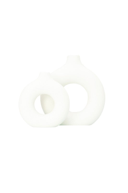 Modern Ceramic Vase Round Shape - 2 pcs/set - Premium Vase from ReeVe - Just $42! Shop now at Ida Louise Boutique