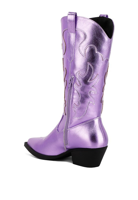 Metallic Faux Leather Cowboy Boots - Premium Cowboy Boots from Rag Company - Just $76! Shop now at Ida Louise Boutique