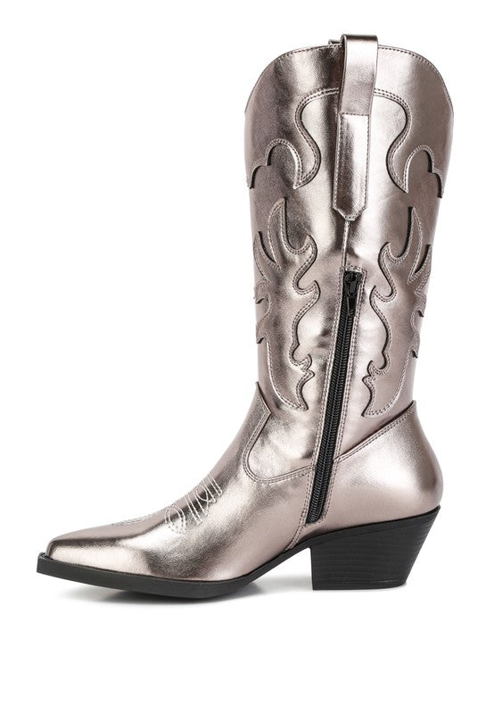 Metallic Faux Leather Cowboy Boots - Premium Cowboy Boots from Rag Company - Just $76! Shop now at Ida Louise Boutique