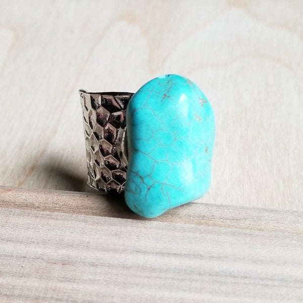 Turquoise Chunk on Cuff Ring - Premium Ring from The Jewelry Junkie - Just $40! Shop now at Ida Louise Boutique