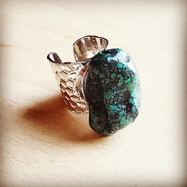 Natural Turquoise Chunk on Cuff Ring - Premium  from The Jewelry Junkie - Just $38! Shop now at Ida Louise Boutique