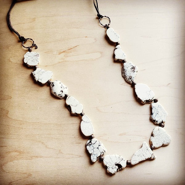 White Turquoise Slab Necklace with Leather Closure - Premium necklace from The Jewelry Junkie - Just $60! Shop now at Ida Louise Boutique
