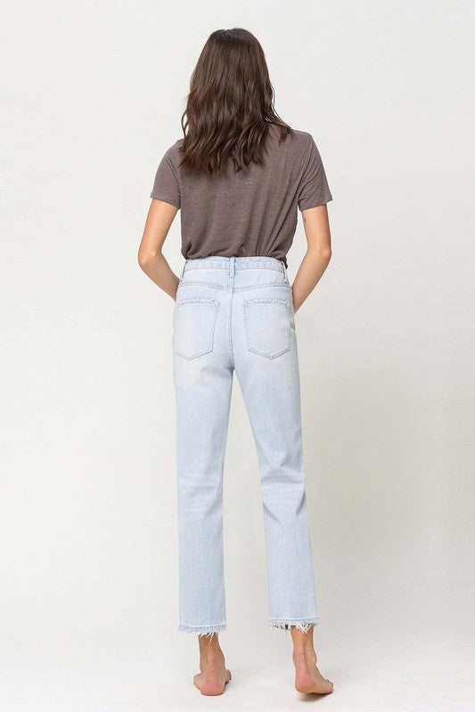 Super High Rise Distressed Crop Straight Jeans - Premium Jeans from VERVET by Flying Monkey - Just $68! Shop now at Ida Louise Boutique
