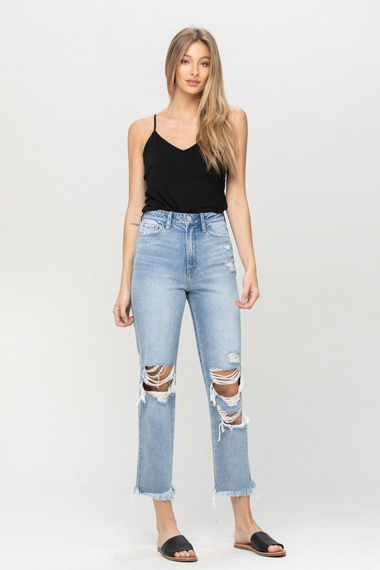 Super High Rise Distressed Relaxed Straight Jeans - Premium Jeans from Flying Monkey - Just $68! Shop now at Ida Louise Boutique