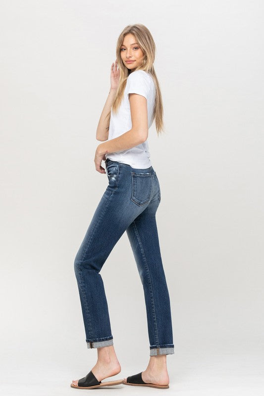 Cuffed Stretch Boyfriend - Premium Jeans from Flying Monkey - Just $68! Shop now at Ida Louise Boutique