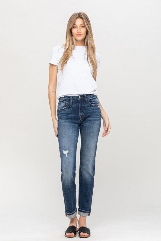 Cuffed Stretch Boyfriend - Premium Jeans from Flying Monkey - Just $68! Shop now at Ida Louise Boutique