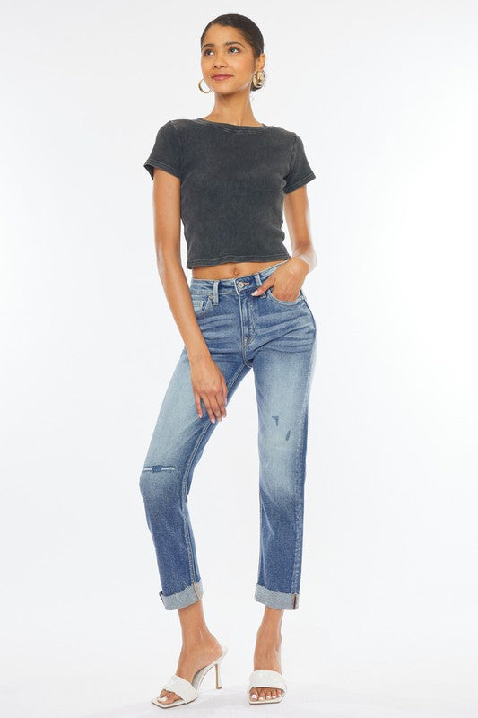 KanCan High Rise Cuffed Slim Straight Jeans - Premium Jeans from Kan Can USA - Just $72! Shop now at Ida Louise Boutique