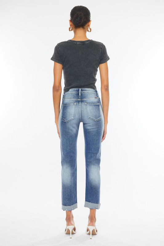 KanCan High Rise Cuffed Slim Straight Jeans - Premium Jeans from Kan Can USA - Just $72! Shop now at Ida Louise Boutique