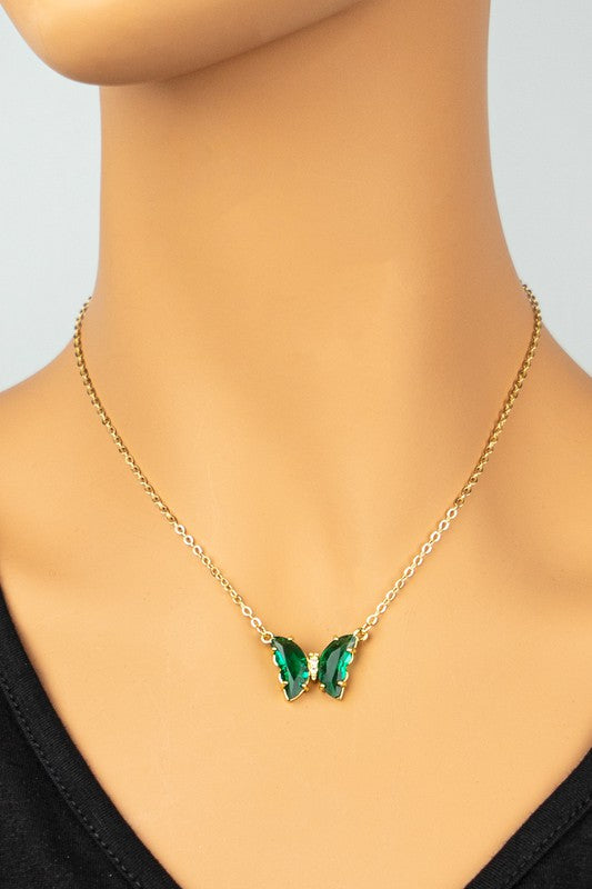 Gemstone Butterfly Pendant Necklace - Premium necklace from LA3accessories - Just $28! Shop now at Ida Louise Boutique
