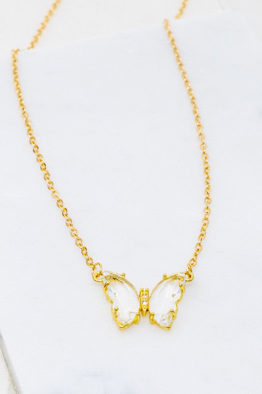 Gemstone Butterfly Pendant Necklace - Premium necklace from LA3accessories - Just $20! Shop now at Ida Louise Boutique