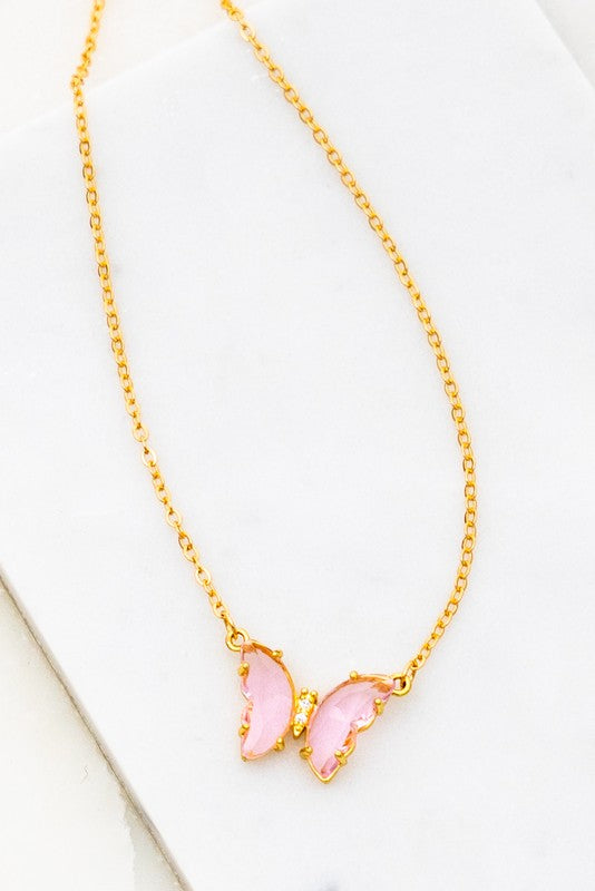 Gemstone Butterfly Pendant Necklace - Premium necklace from LA3accessories - Just $20! Shop now at Ida Louise Boutique