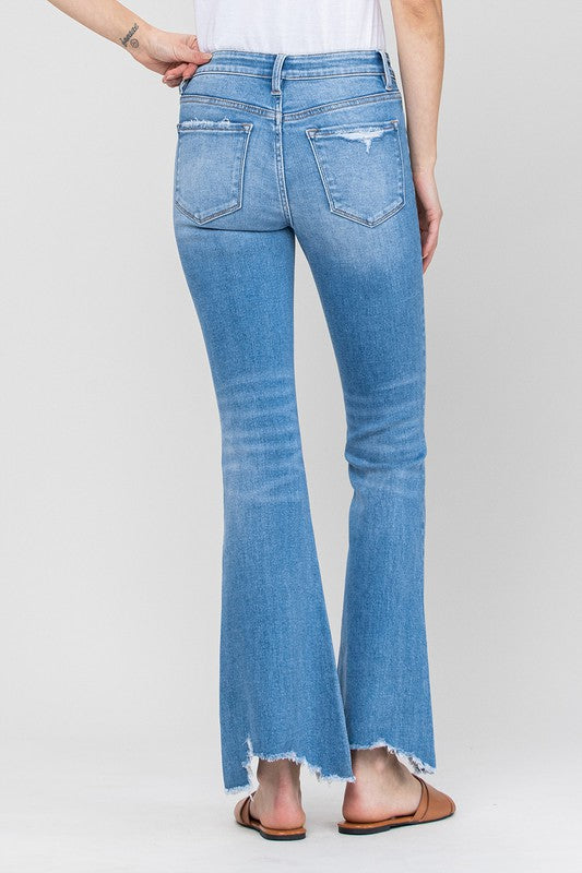 Whitney Mid Rise Mini Flare Jeans With Raw Hem – The Twisted Chandelier