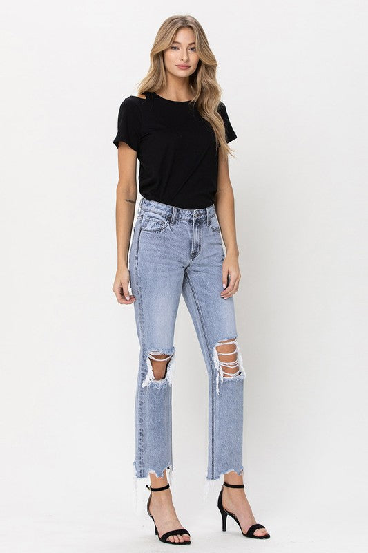 Super High Rise 90's Straight Crop Jeans - Premium Jeans from VERVET by Flying Monkey - Just $50! Shop now at Ida Louise Boutique