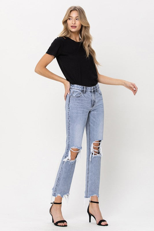 Super High Rise 90's Straight Crop Jeans - Premium Jeans from VERVET by Flying Monkey - Just $60! Shop now at Ida Louise Boutique