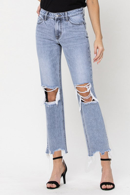 Super High Rise 90's Straight Crop Jeans - Premium  from VERVET by Flying Monkey - Just $50! Shop now at Ida Louise Boutique