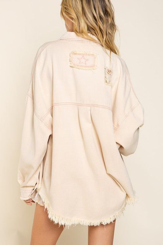 Fringe Distressed Oversized Jacket - Premium  from POL - Just $66! Shop now at Ida Louise Boutique