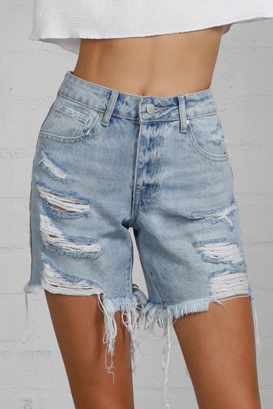 Insane Gene High Rise Midi Heavy Destroyed Shorts - Premium Jeans from Insane Gene - Just $51! Shop now at Ida Louise Boutique