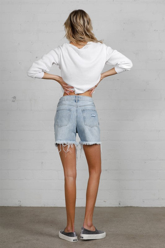Insane Gene High Rise Midi Heavy Destroyed Shorts - Premium Jeans from Insane Gene - Just $51! Shop now at Ida Louise Boutique