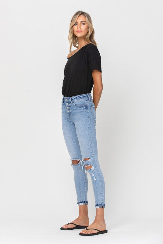 Vervet High Rise Button Up Ankle Skinny w/ Cuff - Premium Jeans from VERVET by Flying Monkey - Just $74! Shop now at Ida Louise Boutique