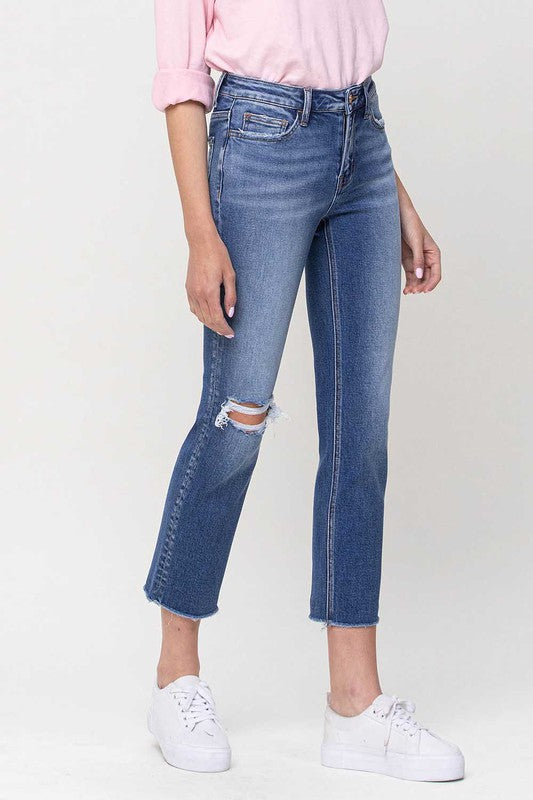 Vervet Mid-Rise Straight Crop Jeans - Premium Jeans from VERVET by Flying Monkey - Just $74! Shop now at Ida Louise Boutique