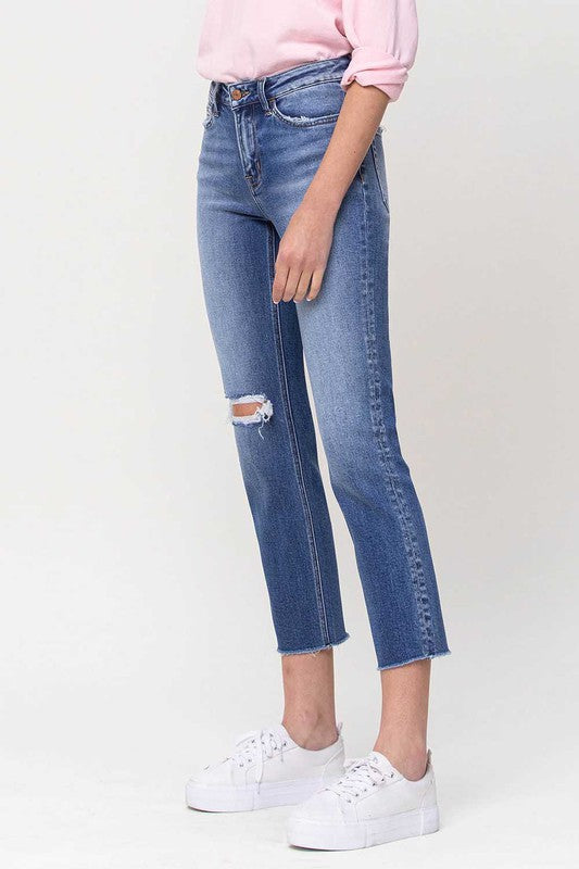 Vervet Mid-Rise Straight Crop Jeans - Premium Jeans from VERVET by Flying Monkey - Just $74! Shop now at Ida Louise Boutique