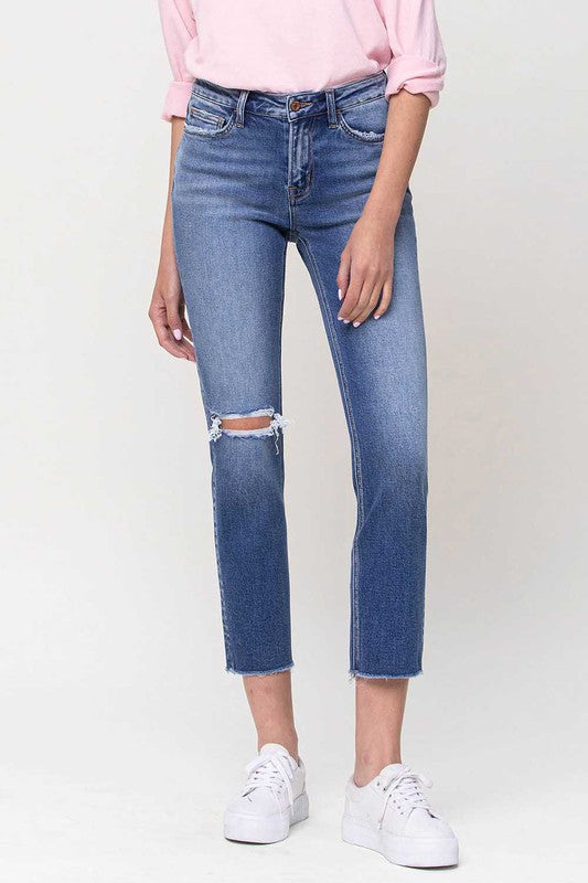 Vervet Mid-Rise Straight Crop Jeans - Premium Jeans from VERVET by Flying Monkey - Just $74! Shop now at Ida Louise Boutique