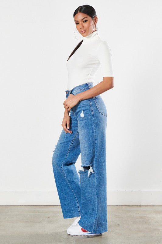 Distressed Wide Leg Jeans - Premium  from Vibrant M.i.U - Just $60! Shop now at Ida Louise Boutique