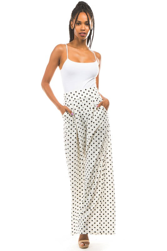 Polka Dot Palazzo Black & White Women's High Waisted Pants - Premium  from By Claude - Just $62! Shop now at Ida Louise Boutique